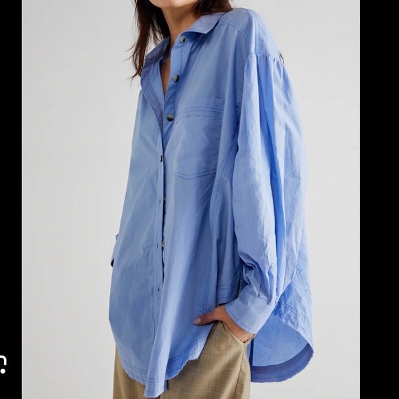 We the Free Oversized happy Hour Poplin Button Down Top - Picture 2 of 12